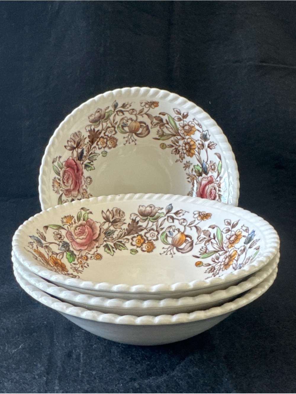 Johnson Brothers Windsor Ware Pre-War English MARGARET ROSE Soup Bowl Set of 4